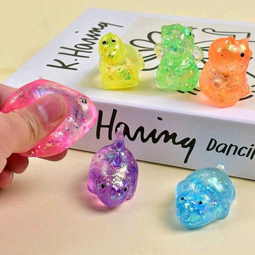 Squishy Sugar Dino - mini dinosaurs squeeze glitter stress reliever sensory travel school friendly
