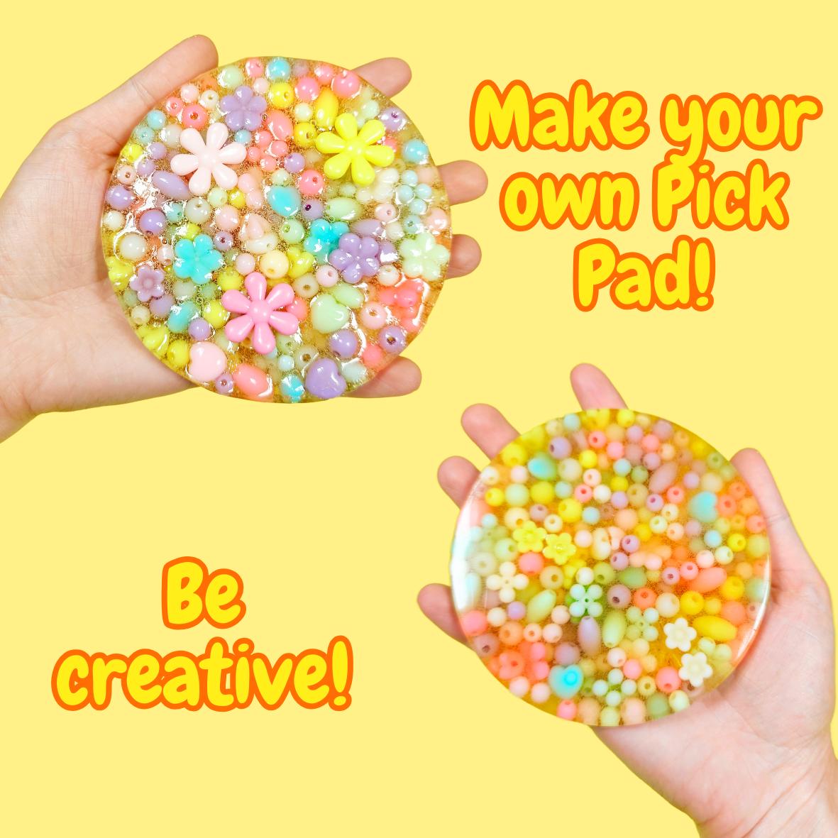 REUSABLE PICK PAD MAKING KIT - Large SPECIAL DIY SET CHARMS & BEADS PICK PAD BASE