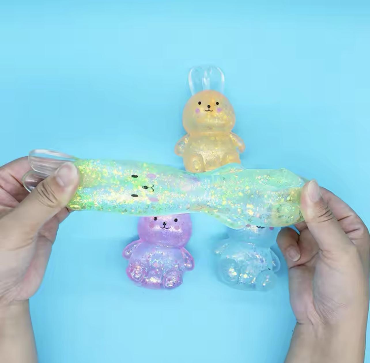 Glitter Bunny Squishy - stress reliever maltose stress ball fidget toy cute