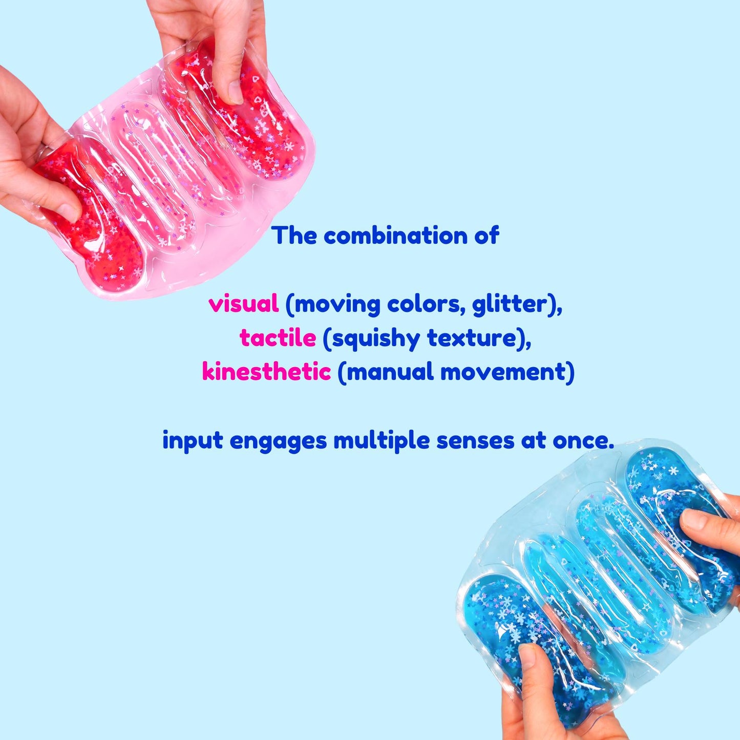 Fidget Water Maze Sensory Squishy Mat - glitter water pad liquid gel mat visual stimming