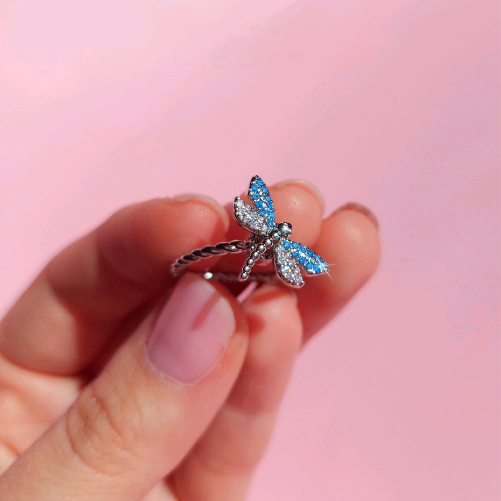 RESIZABLE ANXIETY RING - PINK & BLUE DRAGONFLY ring blue pink stress reliever ADHD