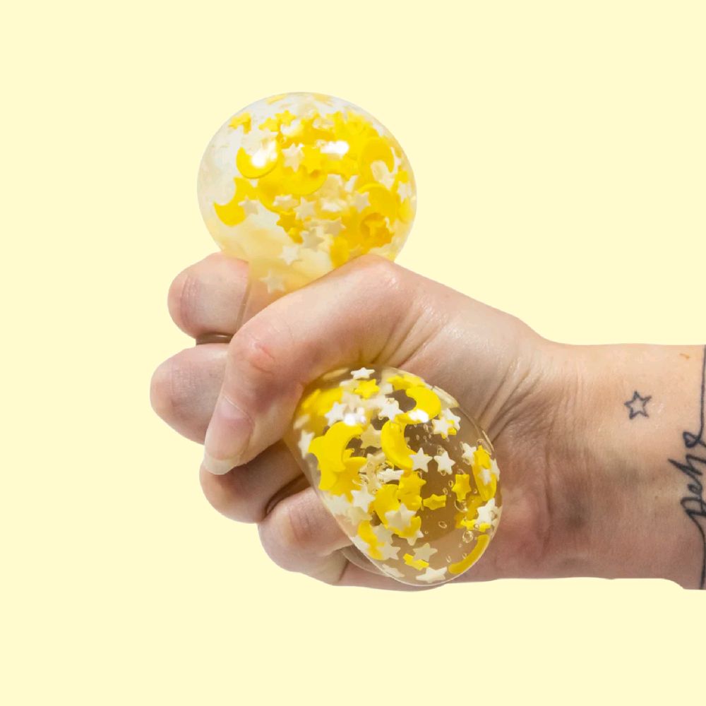 Glow in the dark moons & stars squish ball - scrunchems stress ball sensory fidget