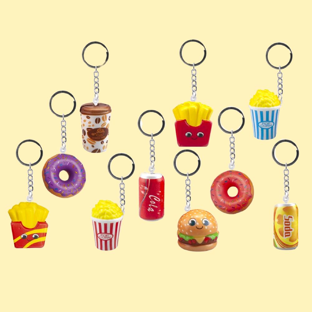 Slow-rising squishy keychain - fast food keyring