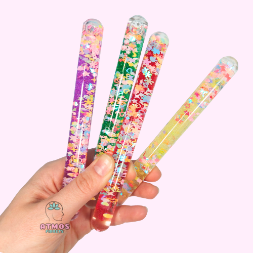 Sensory liquid motion glitter wand