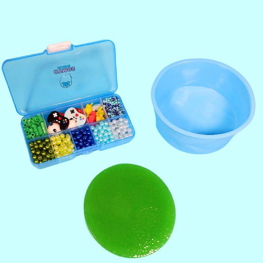 REUSABLE PICK PAD MAKING KIT - REMELTABLE BLUE GREEN PICKY PAD MAKING SET SPECIAL DIY SET BEADS & CHARMS PICK PAD BASE REUSABLE