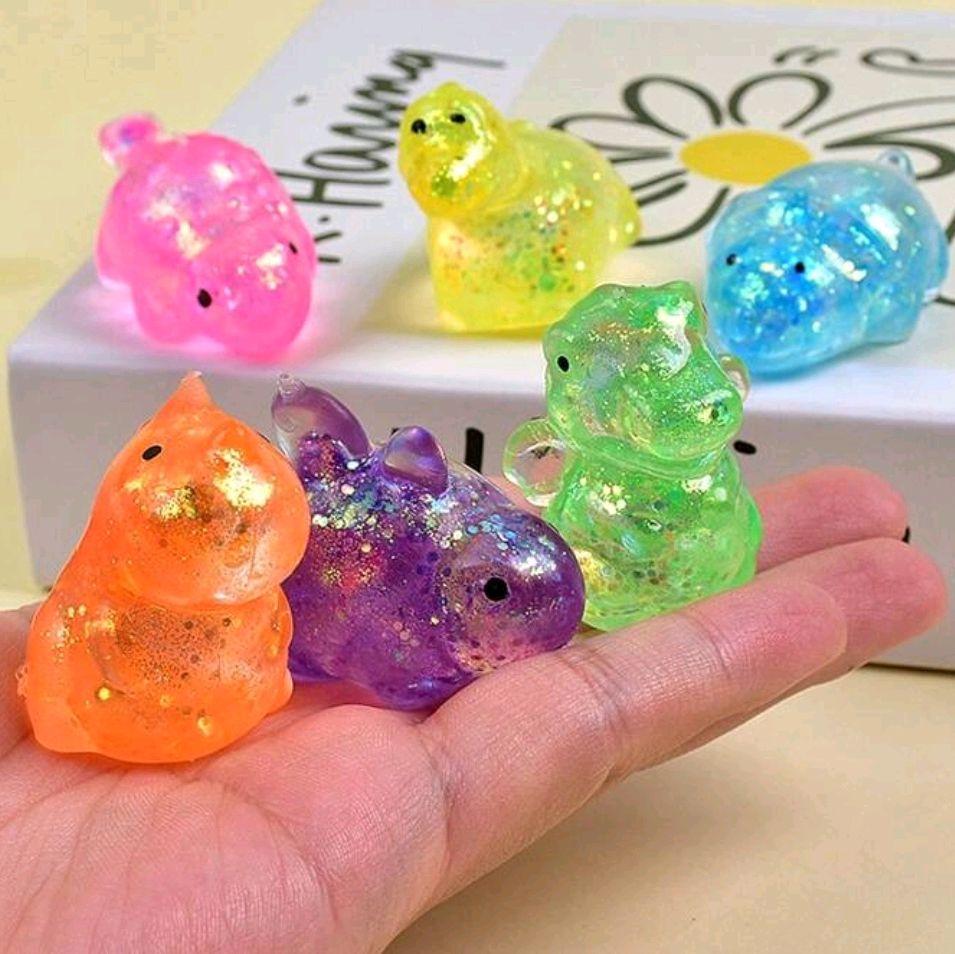 Squishy Sugar Dino - mini dinosaurs squeeze glitter stress reliever sensory travel school friendly