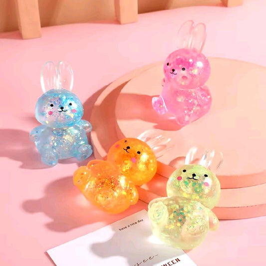 Glitter Bunny Squishy - stress reliever maltose stress ball fidget toy cute