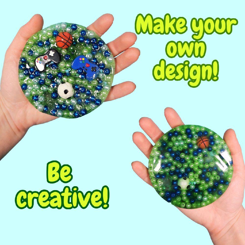 REUSABLE PICK PAD MAKING KIT - REMELTABLE BLUE GREEN PICKY PAD MAKING SET SPECIAL DIY SET BEADS & CHARMS PICK PAD BASE REUSABLE