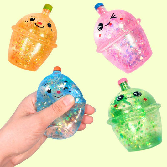Glitter Bubble Tea Sugar Squishy - sqeeze sensory fidget stress reliever