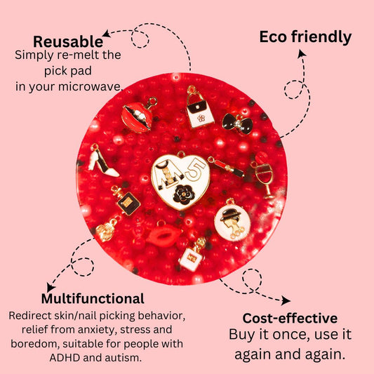 REUSABLE PICK PAD - remeltable RED pick pad dermatillomania special DIY picky pad
