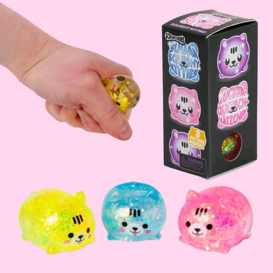 3pcs Scrunchems Diddy Squishy Kitties - sugar mini cats sensory fidget stress reliever