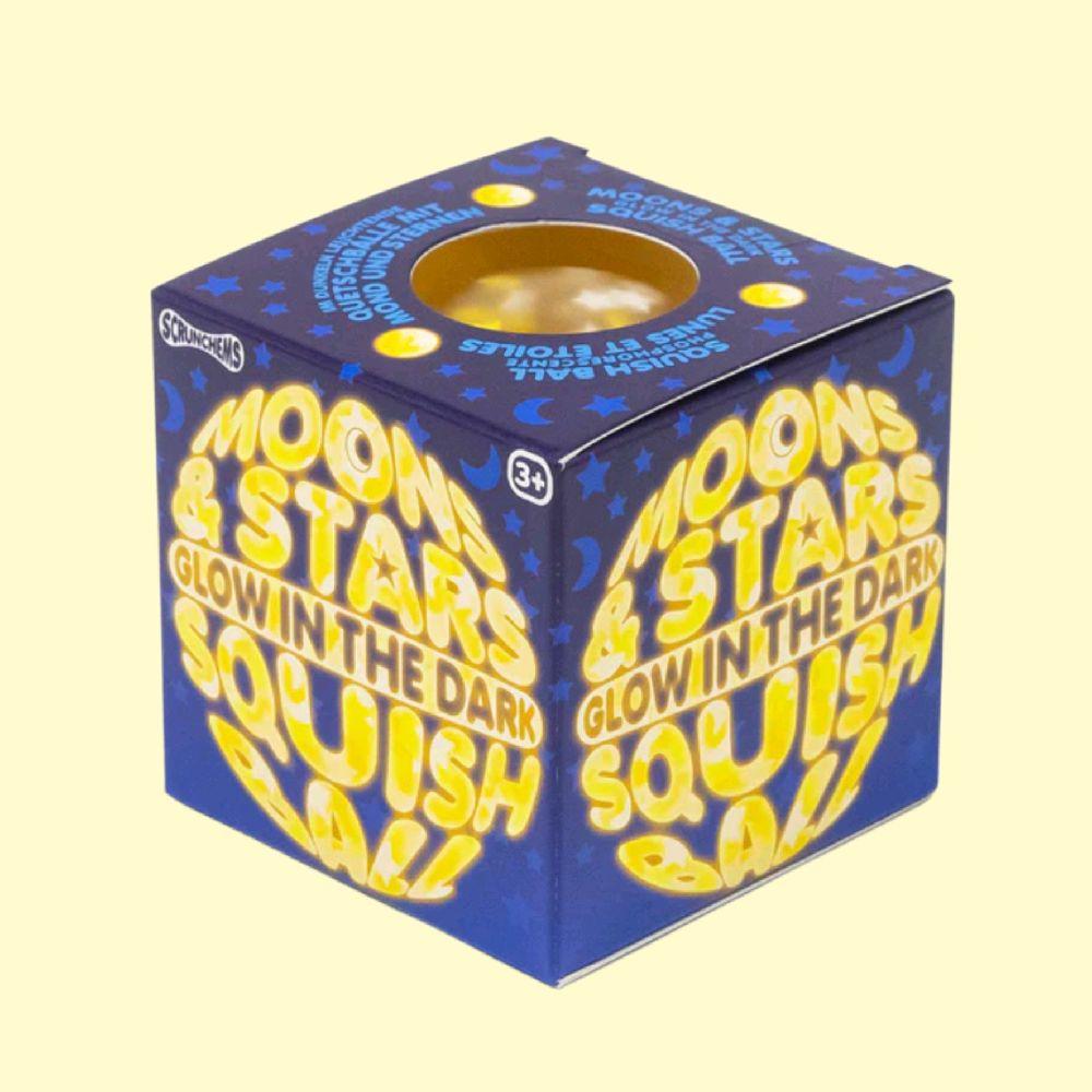 Glow in the dark moons & stars squish ball - scrunchems stress ball sensory fidget