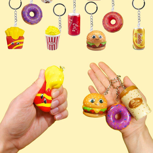Slow-rising squishy keychain - fast food keyring