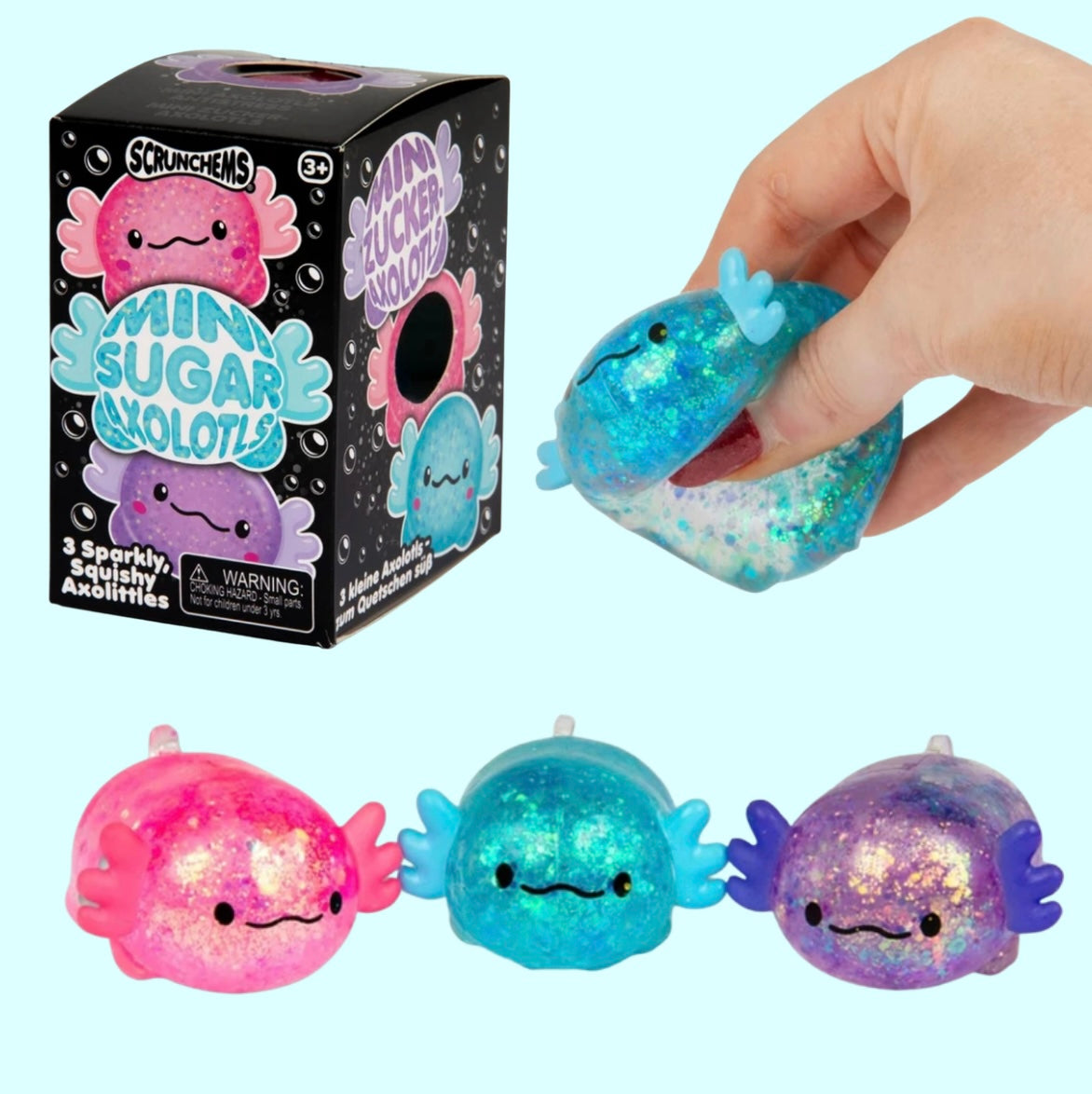 SCRUNCHEMS MINI SUGAR AXOLOTLS - 3PK