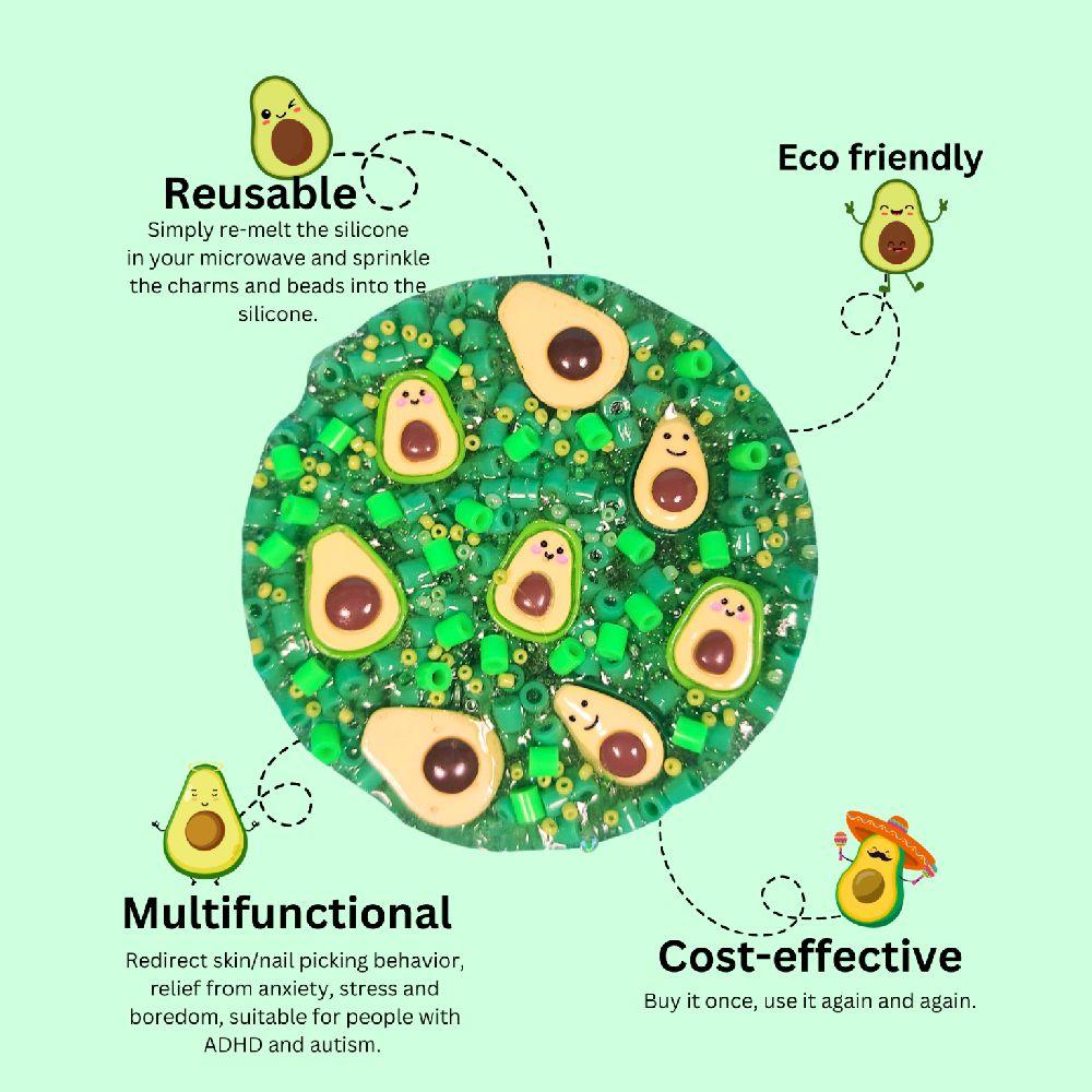 REUSABLE PICK PAD - remeltable green avocado DIY picky pad skin nail picking stress relief dermatillomania