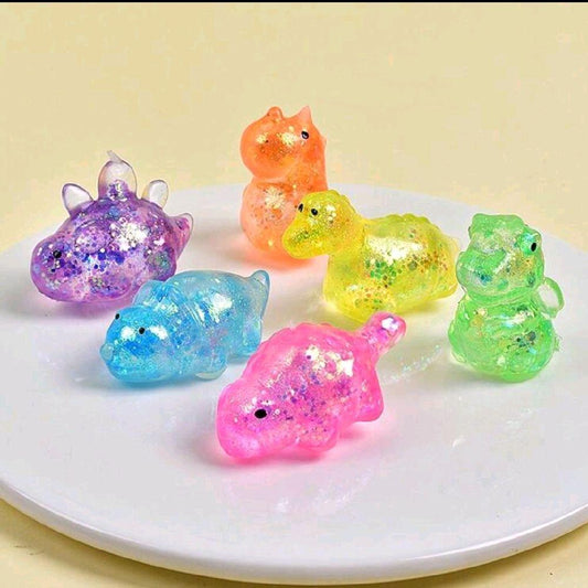 Squishy Sugar Dino - mini dinosaurs squeeze glitter stress reliever sensory travel school friendly