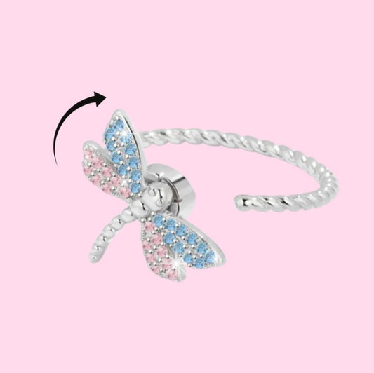 RESIZABLE ANXIETY RING - PINK & BLUE DRAGONFLY ring blue pink stress reliever ADHD