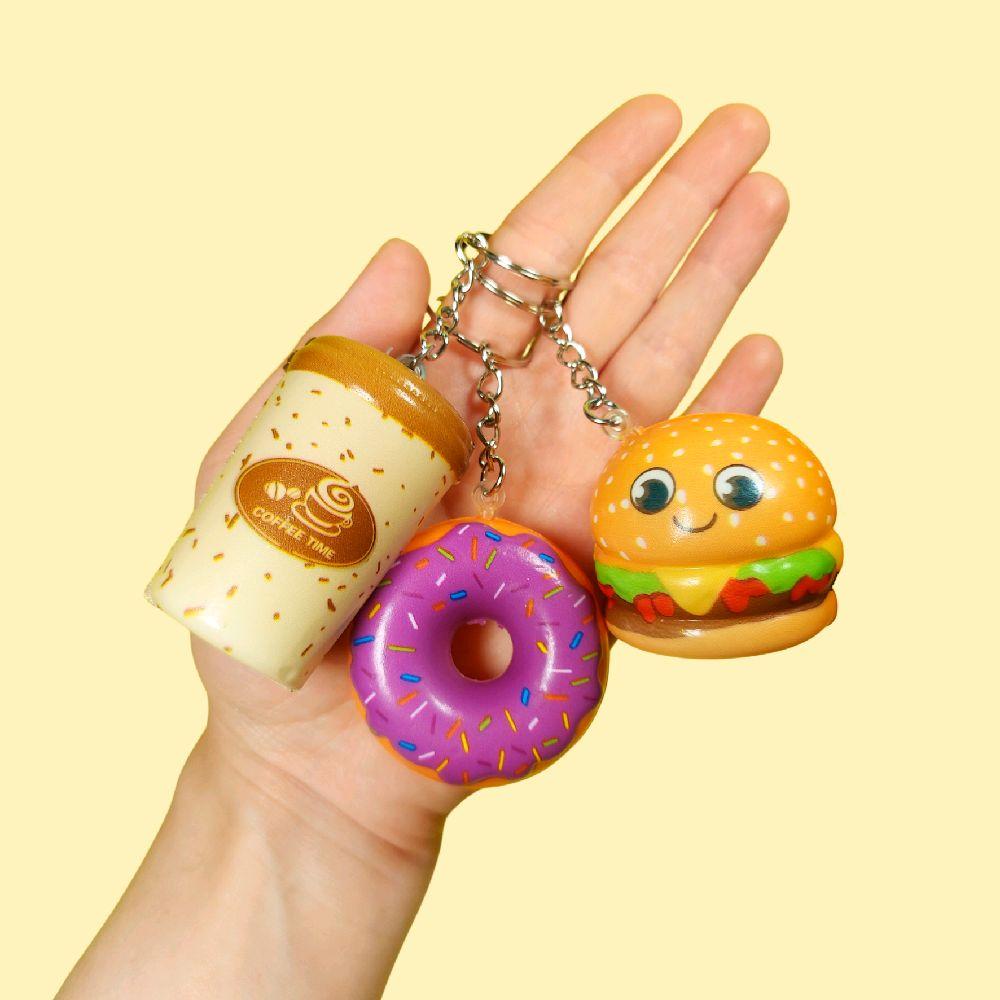 Slow-rising squishy keychain - fast food keyring