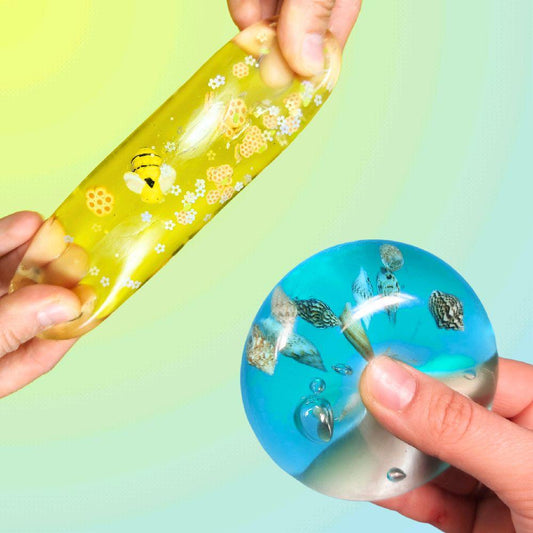 Soft Sugar Ball - Honey bee and sea themed fushion squish ball  blue yellow stress ball stress anxiety reliever fidget toy sensory