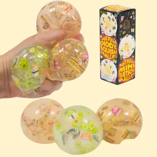 3pcs Fast Food Squish Ball - scrunchems fast food diddy sensory fidget toy stress ball