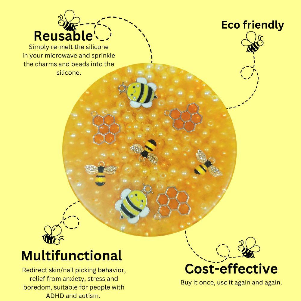 REUSABLE PICK PAD - remeltable yellow bee picky pad skin nail picking dermatillomania stress anxiety reliever